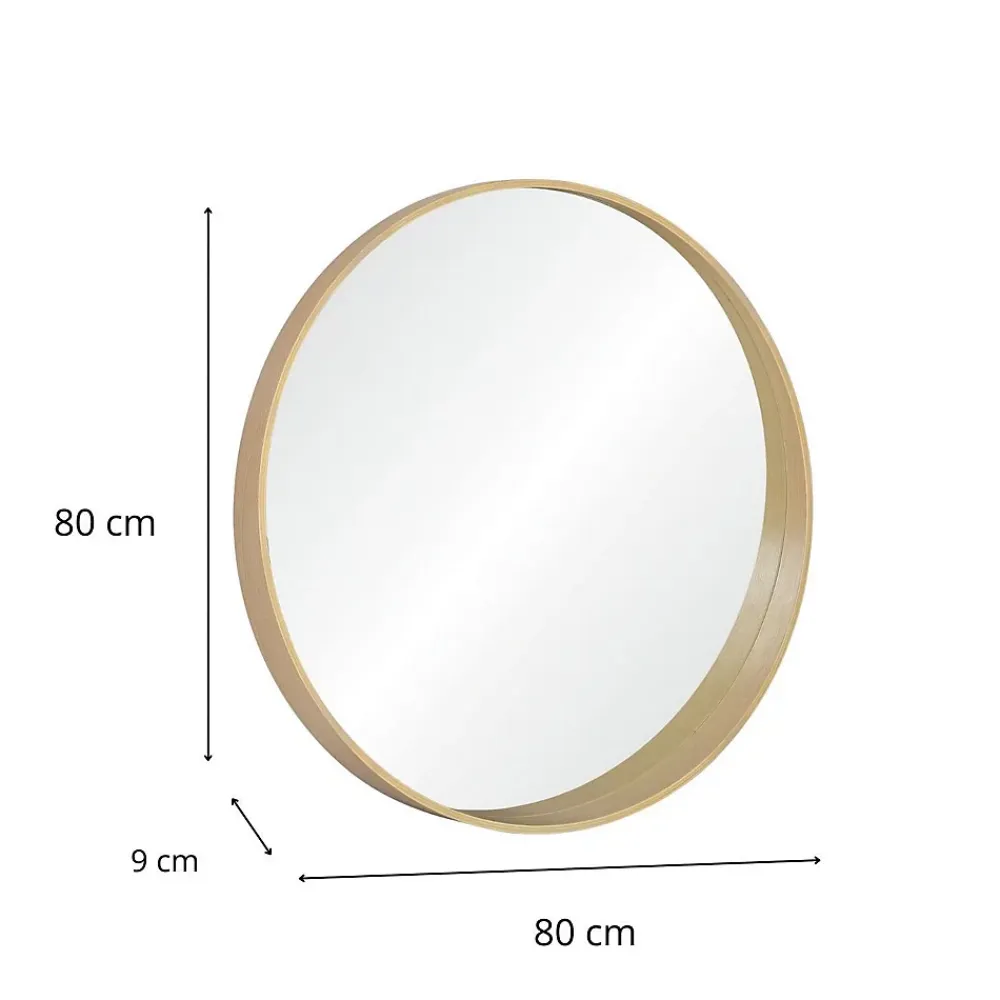 Miroir Simple|Mob-In Miroir rond VALI en chêne naturel, 80 cm