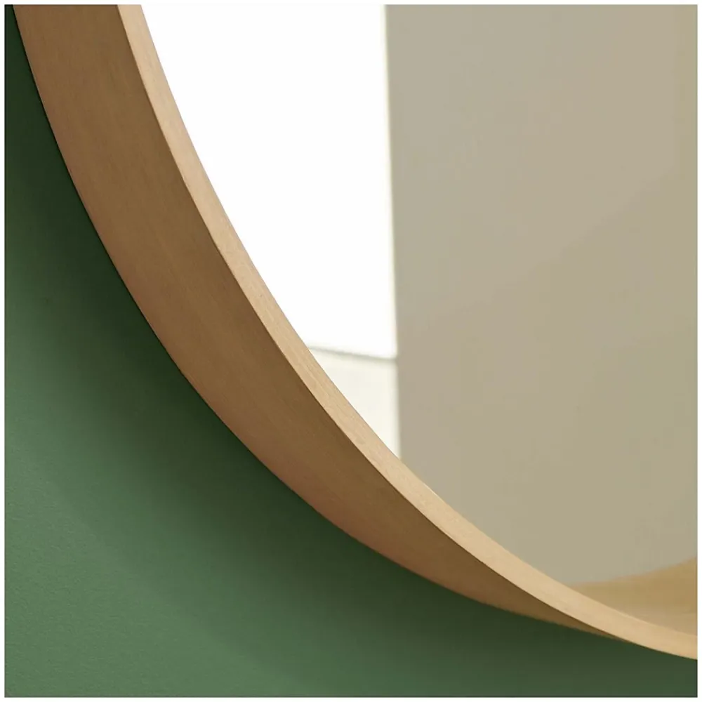 Miroir Simple|Mob-In Miroir rond VALI en chêne naturel, 80 cm