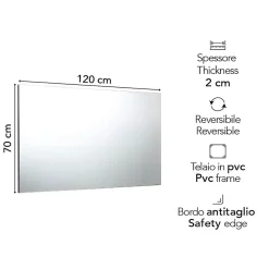 Kiamami Valentina Miroir Réversible 120X70 Avec Bordure En Fil Brillant