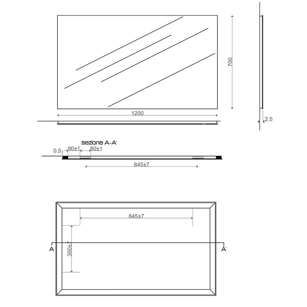 Kiamami Valentina Miroir Réversible 120X70 Avec Bordure En Fil Brillant
