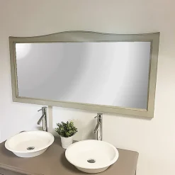 Miroir Simple|Byca Miroir salle de bain - 140 cm en Acacia gris vieilli - Garriguo