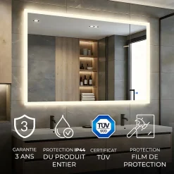 Miroir Lumineux|Artforma Miroir Salle de Bain avec Eclairage 120x70, Miroir LED avec Tactile et Fonction Anti-buée, Systeme Couleur DUAL LED