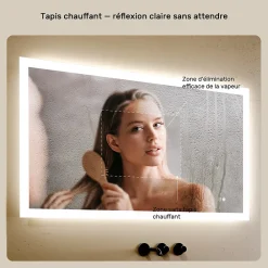 Miroir Lumineux|Artforma Miroir Salle de Bain avec Eclairage 120x70, Miroir LED avec Tactile et Fonction Anti-buée, Systeme Couleur DUAL LED