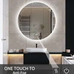 Miroir Lumineux|ProximaX Miroir Salle de Bain avec Éclairage - Rond 80 cm - Miroir LED Salle de Bain - avec Anti-buée et 3 Couleur Changeable