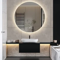 Miroir Lumineux|ProximaX Miroir Salle de Bain avec Éclairage - Rond 80 cm - Miroir LED Salle de Bain - avec Anti-buée et 3 Couleur Changeable