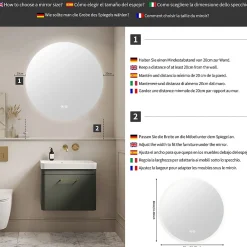 Miroir Lumineux|ProximaX Miroir Salle de Bain avec Éclairage - Rond 80 cm - Miroir LED Salle de Bain - avec Anti-buée et 3 Couleur Changeable