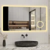 AICA Sanitaire Miroir salle de bain bluetooth + loupe + horloge + tricolore + anti-buée 80x60cm dimmable,mémoire,tactile,led,
