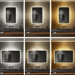 Saniverre Miroir salle de bain BOLEO 80 x 120 cm LED lumineux 2100 lms anti-buée + réglage intensité & couleur -