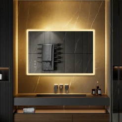 Saniverre Miroir salle de bain BOLEO 80 x 120 cm LED lumineux 2100 lms anti-buée + réglage intensité & couleur -
