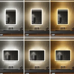 Saniverre Miroir salle de bain BOLEO 60 x 80 cm LED lumineux 2100 lms anti-buée + réglage intensité & couleur -