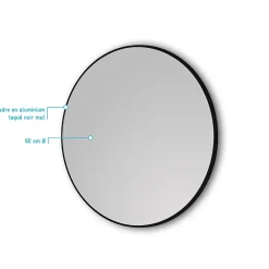 Miroir Simple|Aurlane Miroir salle de bain circulaire 60cm de diametre - finition noir mat - RING DARK 60