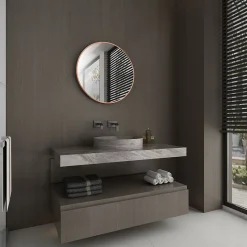 Aurlane Miroir salle de bain circulaire - Diamètre 60cm - Finition cuivre