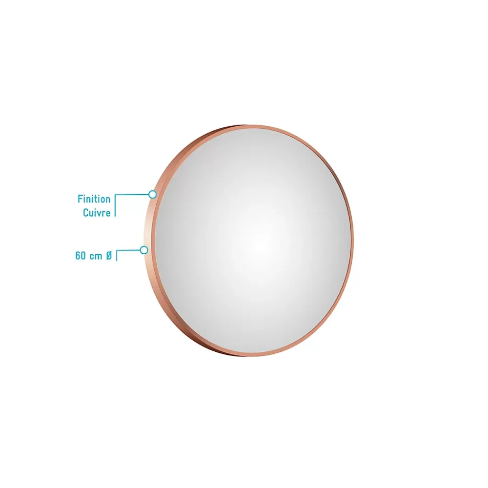 Aurlane Miroir salle de bain circulaire - Diamètre 60cm - Finition cuivre