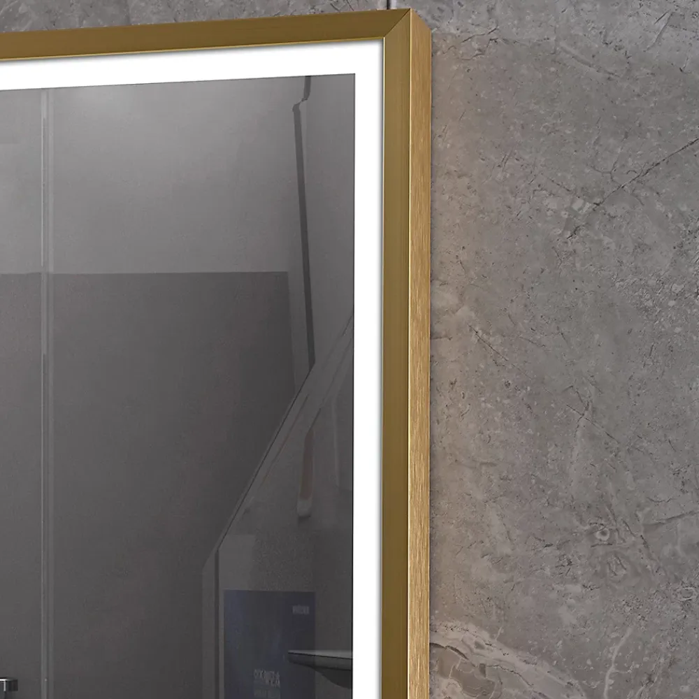 Miroir Lumineux|Luxury Bain Miroir salle de bain LED 110x60cm anti buée avec cadre doré LB-126080G