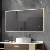 Luxury Bain Miroir salle de bain LED 90x60cm anti buée avec cadre doré LB-126080G