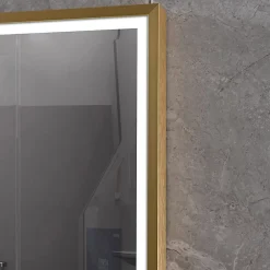 Luxury Bain Miroir salle de bain LED 90x60cm anti buée avec cadre doré LB-126080G