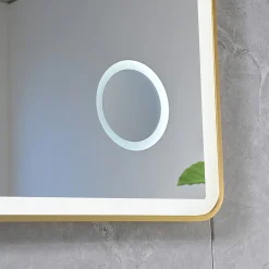 Miroir Lumineux|Luxury Bain Miroir salle de bain LED 120x60cm anti buée avec cadre en aluminium doré et loupe x3 LB-4685G