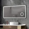 Luxury Bain Miroir salle de bain LED 120x60cm anti buée avec cadre en aluminium noir et loupe x3 LB-4685B