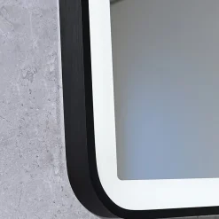 Luxury Bain Miroir salle de bain LED 120x60cm anti buée avec cadre en aluminium noir et loupe x3 LB-4685B
