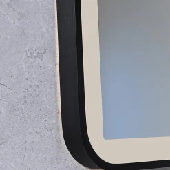Luxury Bain Miroir salle de bain LED 120x60cm anti buée avec cadre en aluminium noir et loupe x3 LB-4685B