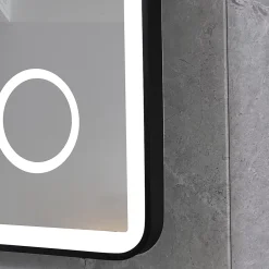Luxury Bain Miroir salle de bain LED 120x60cm anti buée avec cadre en aluminium noir et loupe x3 LB-4685B