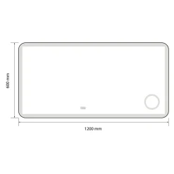 Luxury Bain Miroir salle de bain LED 120x60cm anti buée avec cadre en aluminium noir et loupe x3 LB-4685B
