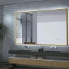 Ledimex Miroir Salle de Bain LED Réglable 120x80cm - Or Brossé - Commandes Tactiles & Anti-Buée - CALIFORNIA