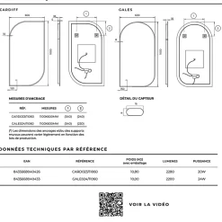 Miroir Lumineux|Ledimex Miroir Salle de Bain LED Rétro-éclairé (3000K) - 60x110cm - Anti-Buée & Détecteur de Mouvement - CARDIF