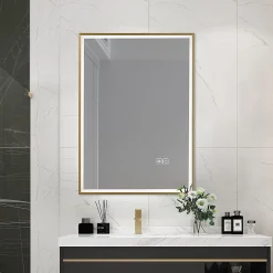 Luxury Bain Miroir salle de bain LED 60x80cm anti buée avec cadre doré LB-126080G