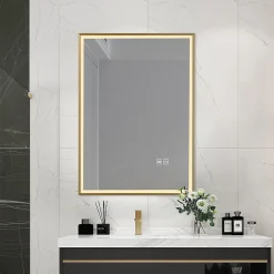 Luxury Bain Miroir salle de bain LED 60x80cm anti buée avec cadre doré LB-126080G