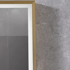 Luxury Bain Miroir salle de bain LED 60x80cm anti buée avec cadre doré LB-126080G