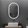 Miroir Lumineux|Luxury Bain Miroir salle de bain LED ovale 50x80cm anti buée avec cadre en aluminium noir- LuxuryBain