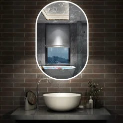 AICA Sanitaire Miroir salle de bain LED 45x90cm tricolore + anti-buée + dimmable + mémoire,