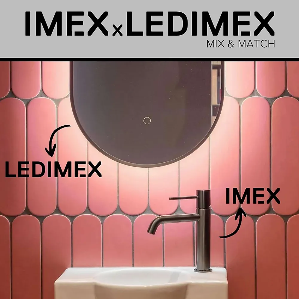 Ledimex Miroir Salle de Bain LED Rétro-éclairé Réglable D60cm - Noir Mat - Commandes Tactiles & Anti-Buée - FUN