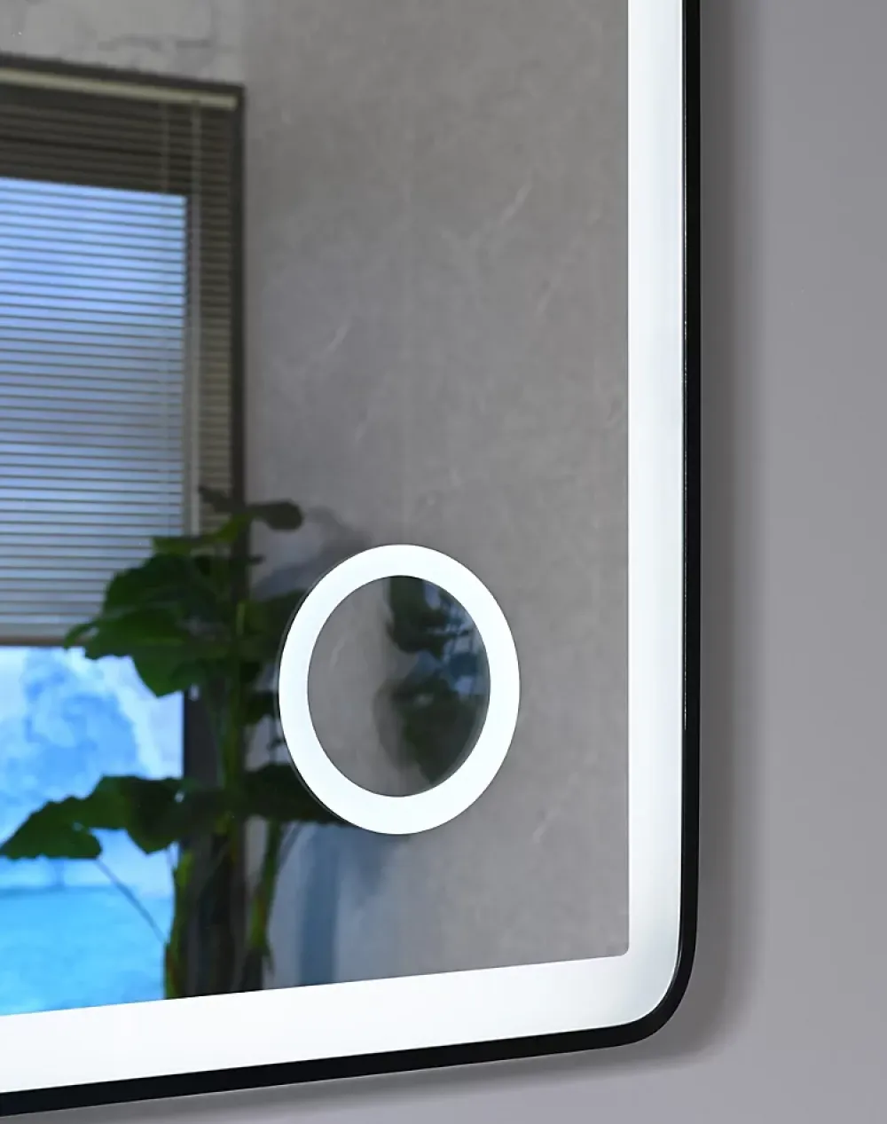 Miroir Lumineux|Luxury Bain Miroir salle de bain LED 60x80cm anti buée avec cadre en aluminium noir et loupe grossissante x3 LuxuryBain