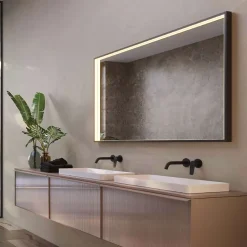 Ledimex Miroir Salle de Bain LED Réglable 80x100cm - Noir Mat - Anti-Buée & Détecteur de Mouvement - ABILITY