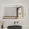 AICA Sanitaire Miroir salle de bain led anti-buée, avec éclairage LED 100 x 80cm réversible, IP44 commande par effleurement,