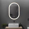 Luxury Bain Miroir salle de bain LED ovale 60x90cm anti buée avec cadre en aluminium doré- LuxuryBain