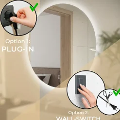 Lomazoo Miroir salle de bain Dallas avec LED 80 cm rond