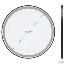 Lomazoo Miroir salle de bain Bologna avec LED 70 cm rond Noir