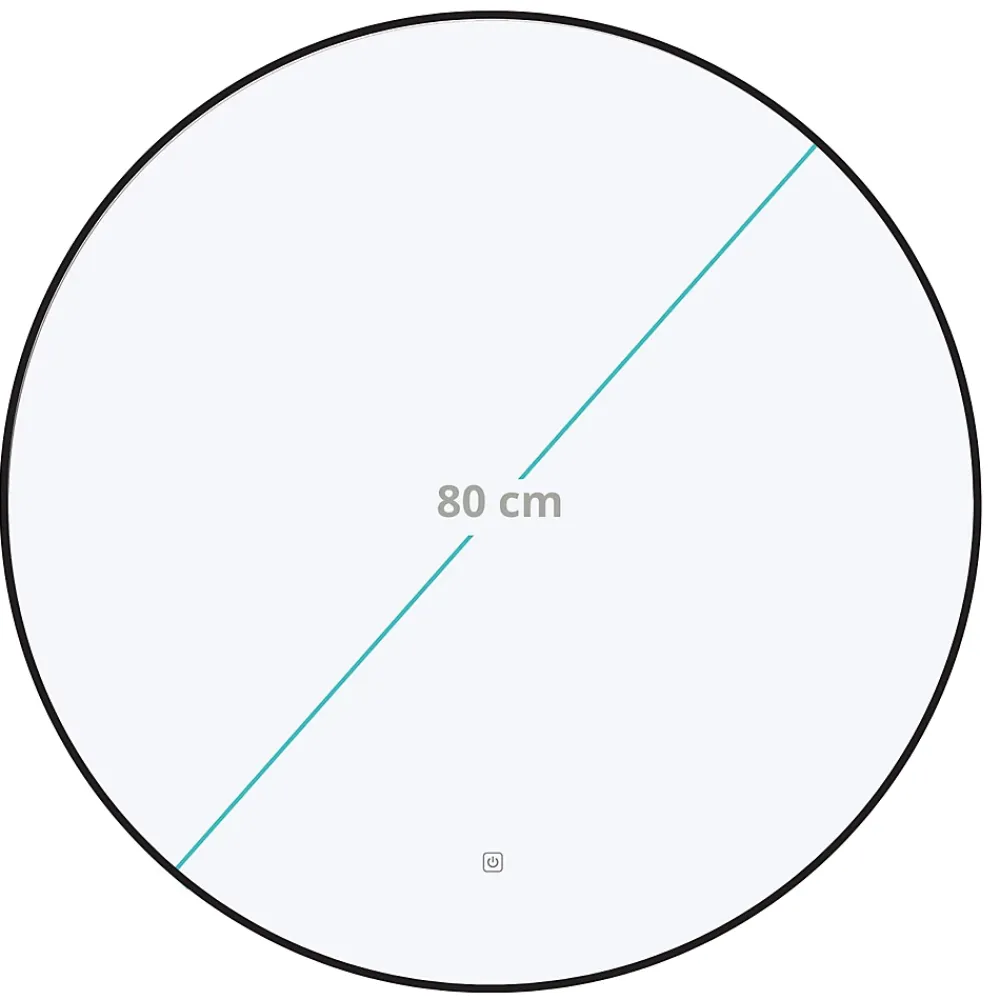 Lomazoo Miroir salle de bain Torino avec LED 80 cm rond Noir