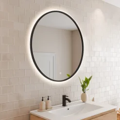 Lomazoo Miroir salle de bain Torino avec LED 80 cm rond Noir