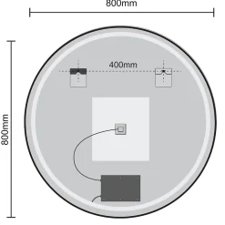 Lomazoo Miroir salle de bain Torino avec LED 80 cm rond Noir