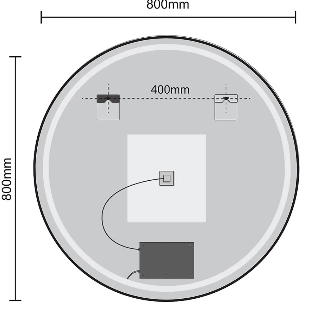 Lomazoo Miroir salle de bain Torino avec LED 80 cm rond Noir