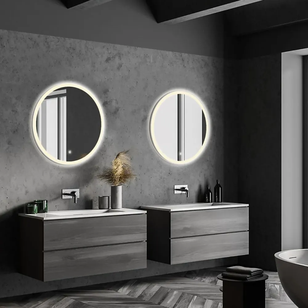 Lomazoo Miroir salle de bain Boston avec LED 80 cm rond