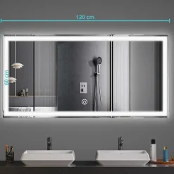 Miroir Lumineux|Lomazoo Miroir salle de bain Memphis avec LED 120 x 60 cm