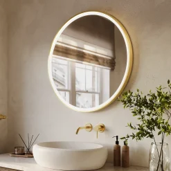 Lomazoo Miroir salle de bain Paris avec LED 80 cm doré rond