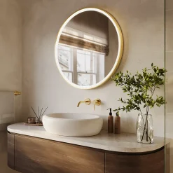 Lomazoo Miroir salle de bain Paris avec LED 80 cm doré rond