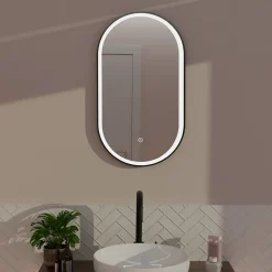 Lomazoo Miroir salle de bain Frankfurt avec LED 40x70 cm ovale noir