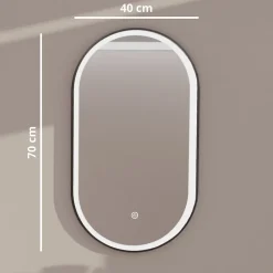 Lomazoo Miroir salle de bain Frankfurt avec LED 40x70 cm ovale noir
